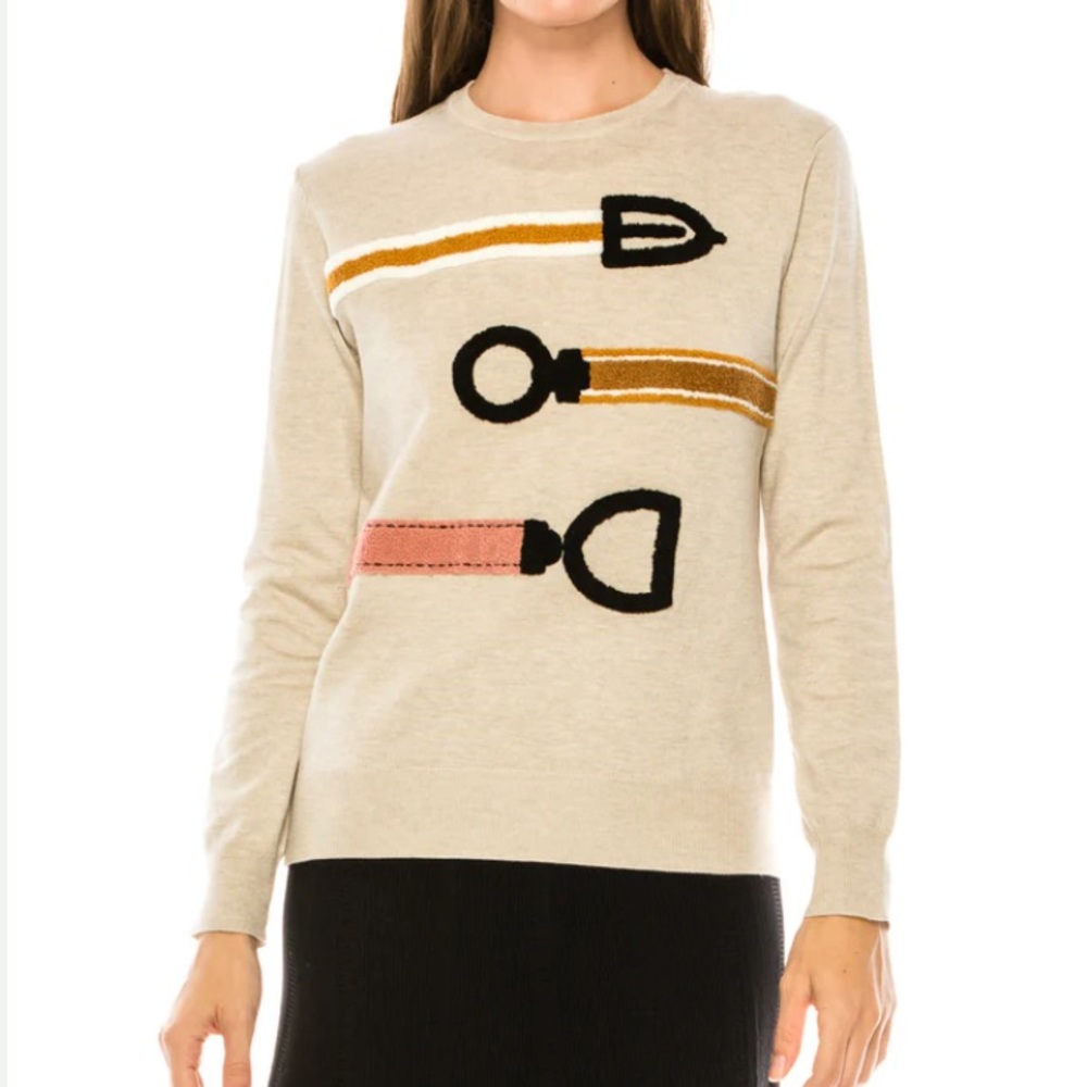 Multi Belt Design Front Sweater